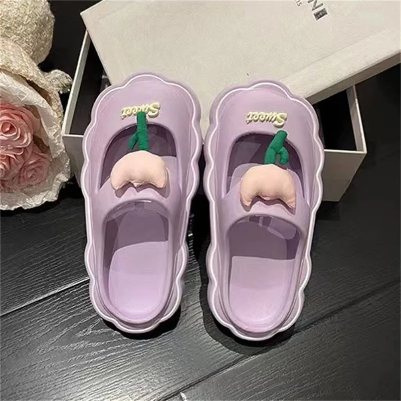 Toleet Cute Sweet Tulip Women's Slippers Thick Bottom Soft Bottom Waterproof Beach Sandals Women Slippers Summer Non-slip Slippers