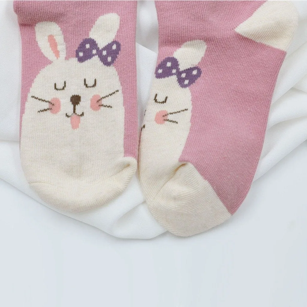 ZFSOCK Cute Bunny Rabbit Design Socks for Girls, 5 Pairs
