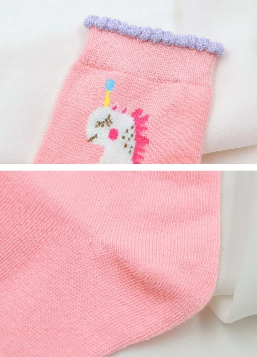 ZFSOCK Cute Unicorn Design Pink Socks for Girls, 5 Pairs
